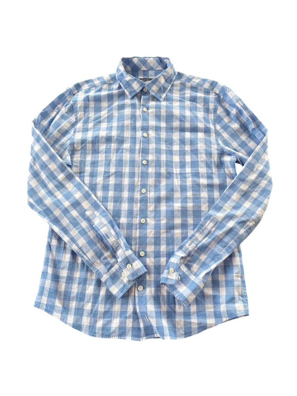 Johnnie-O Siles Plaid Button Down Shirt Sz SM Lightweight Preppy Blue White